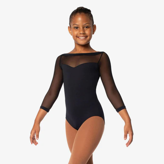 Child Mesh Spandex 3/4 Sleeve Leotard