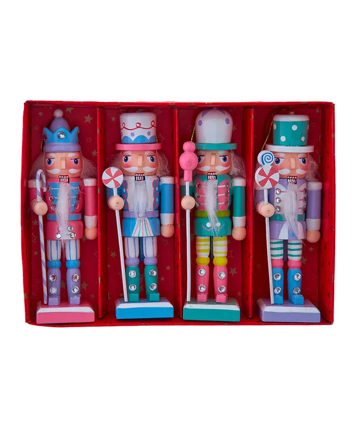 5" Candy Colored Nutcracker Ornaments 4-piece set