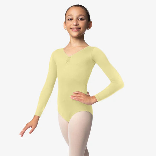 Child Long Sleeve Leotard with Pinched Front and Back