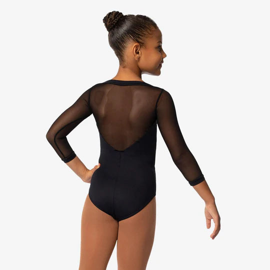 Child Mesh Spandex 3/4 Sleeve Leotard