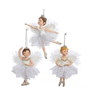 White & Silver Little Ballerina Ornaments