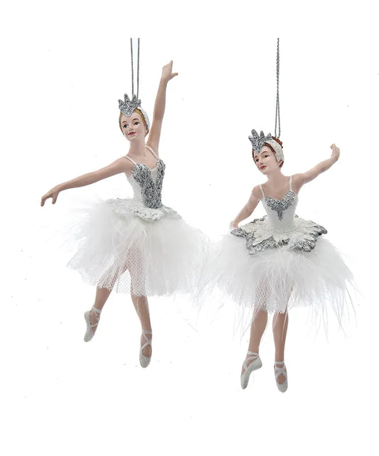 Silver and White Ballerina Ornaments