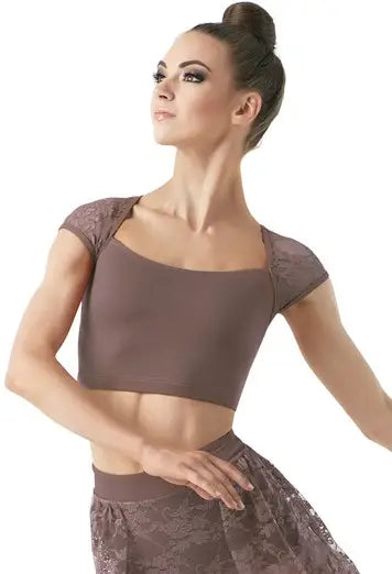Lace Cap Sleeve Crop Top-CLEARANCE