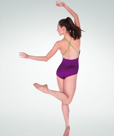 Contrasting Camisole Cross-Back Strap Leotard