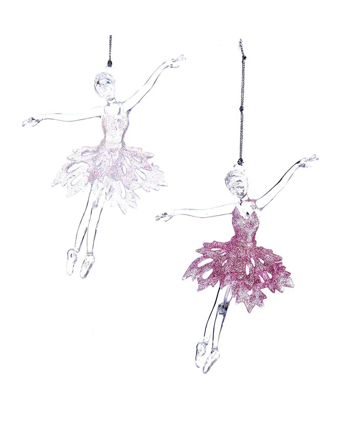 Pink and White Ballet Girl Acrylic Ornaments